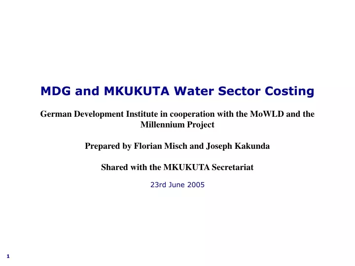 mdg and mkukuta water sector costing german