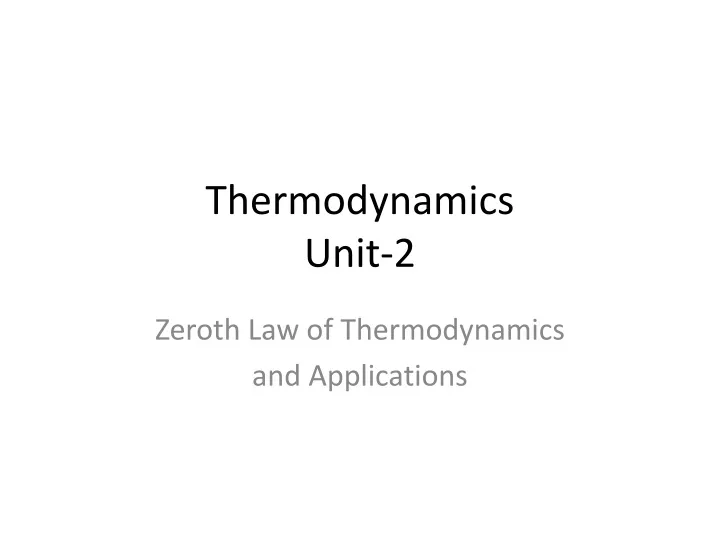 thermodynamics unit 2