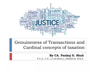Genuineness of Transactions and Cardinal concepts of taxation