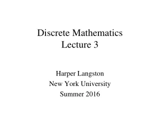 Discrete Mathematics Lecture 3