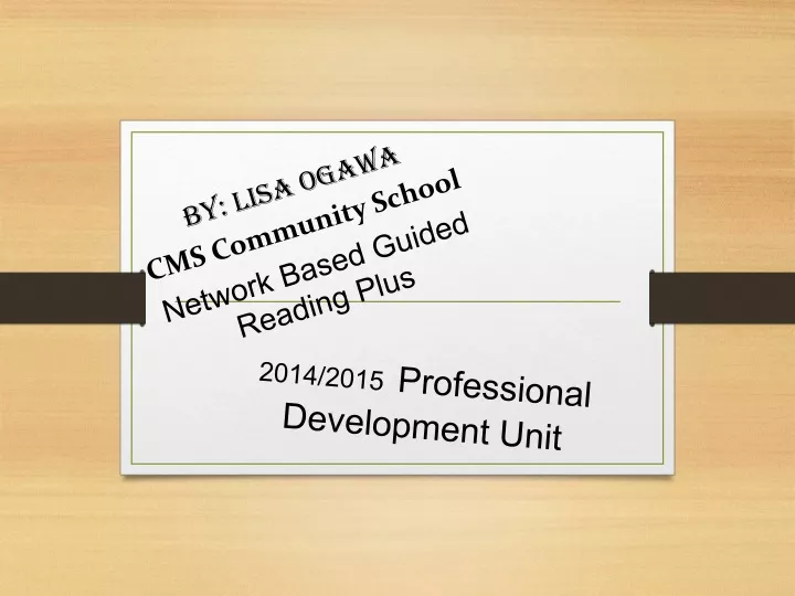 2014 2015 professional development unit