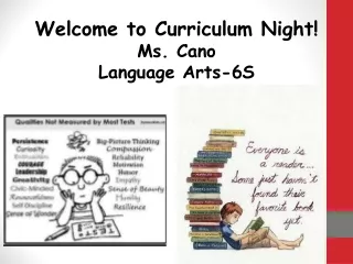 Welcome to Curriculum Night! Ms. Cano Language Arts-6S