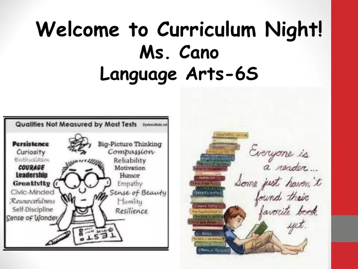 welcome to curriculum night ms cano language arts