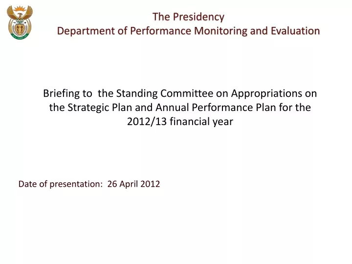 date of presentation 26 april 2012