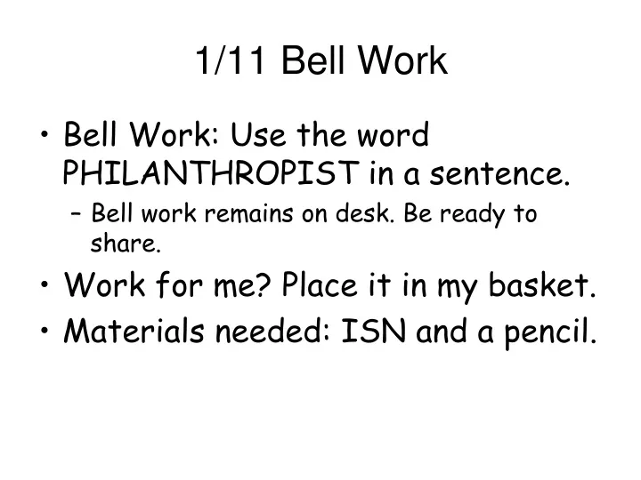 1 11 bell work