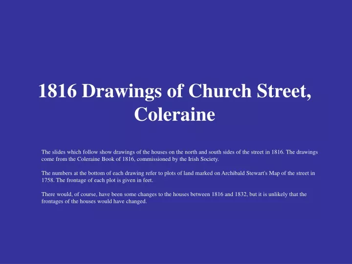 1816 drawings of church street coleraine