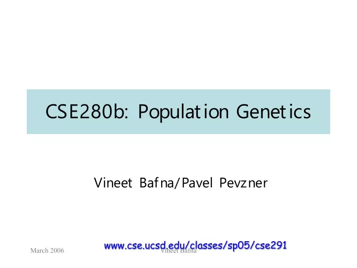 cse280b population genetics