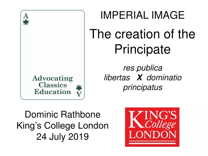 imperial image the creation of the principate