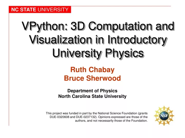 vpython 3d computation and visualization in introductory university physics