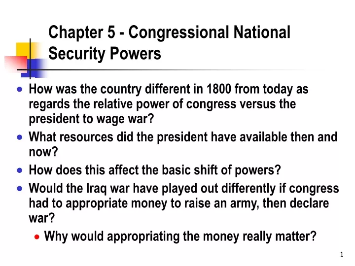 chapter 5 congressional national security powers