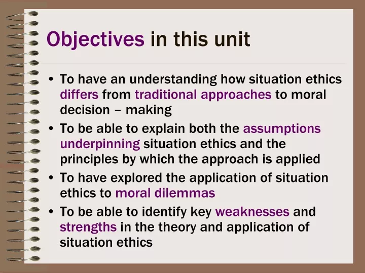 objectives in this unit