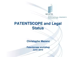 PATENTSCOPE and Legal Status