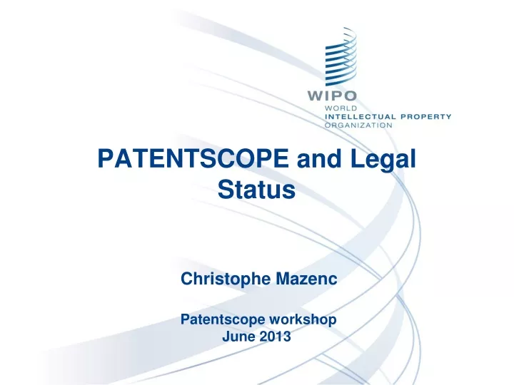 patentscope and legal status