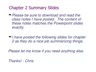 Chapter 2 Summary Slides