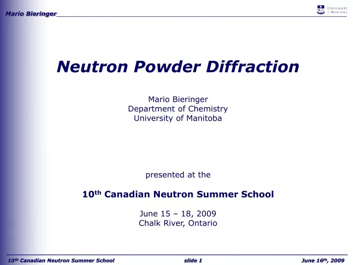 neutron powder diffraction mario bieringer