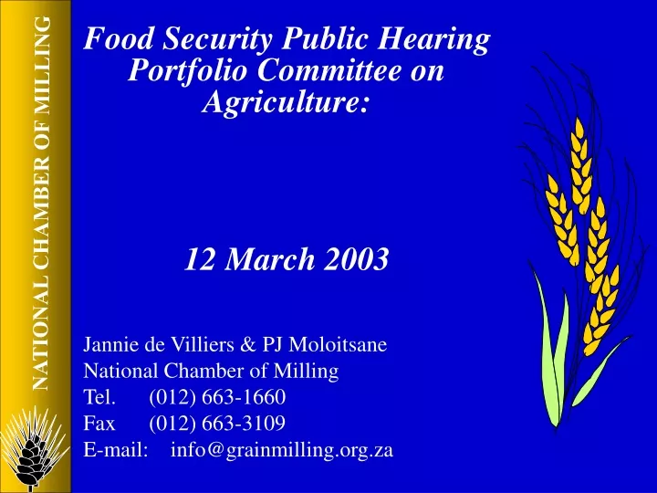food security public hearing portfolio committee