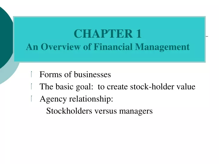 chapter 1 an overview of financial management