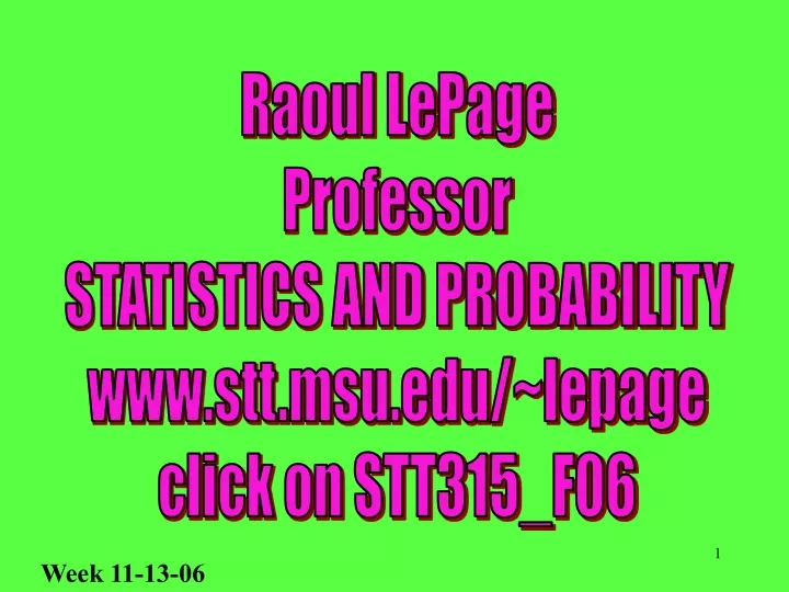 raoul lepage professor statistics and probability