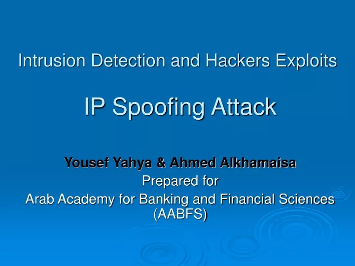 intrusion detection and hackers exploits ip spoofing attack
