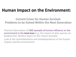 Human Impact on the Environment :
