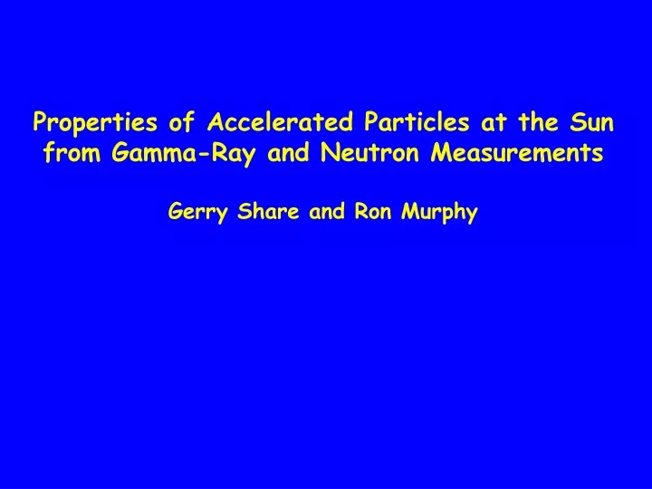 properties of accelerated particles