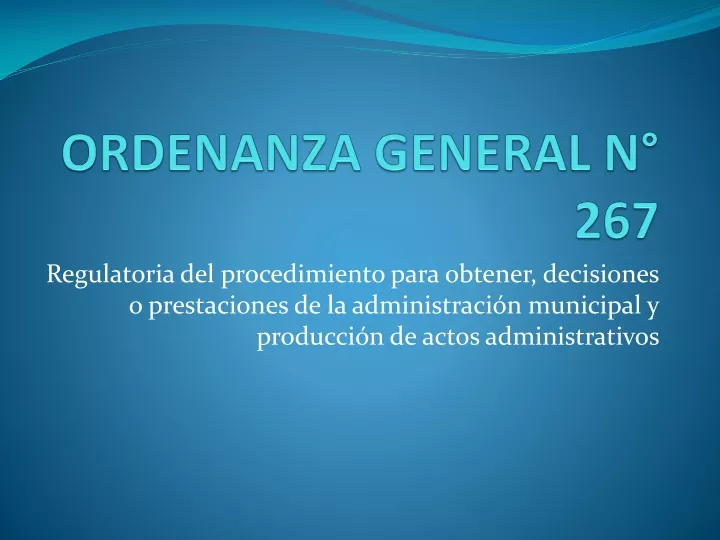 ordenanza general n 267