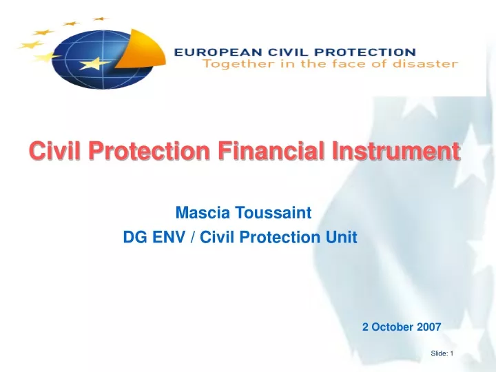 civil protection financial instrument mascia toussaint dg env civil protection unit