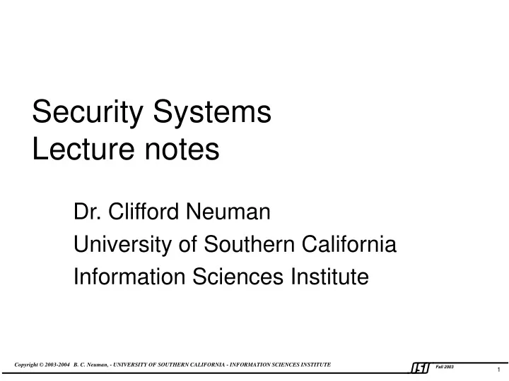 security systems lecture notes