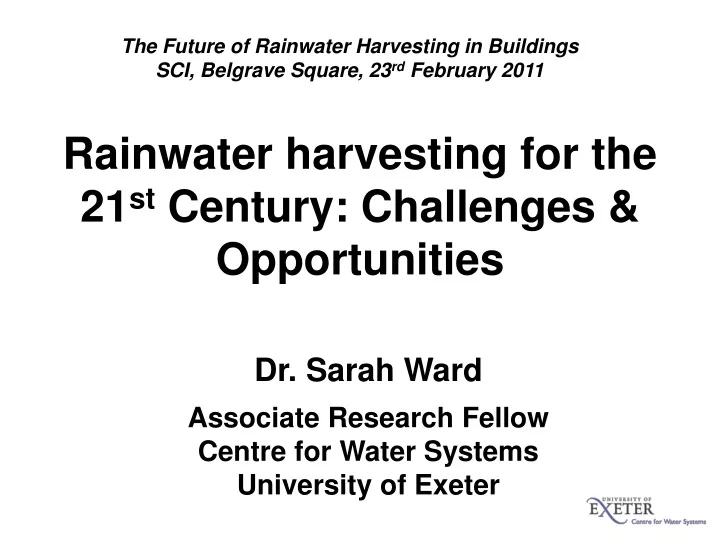 the future of rainwater harvesting in buildings