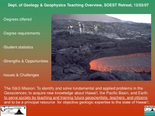 Dept. of Geology &amp; Geophysics Teaching Overview, SOEST Retreat, 12/03/07