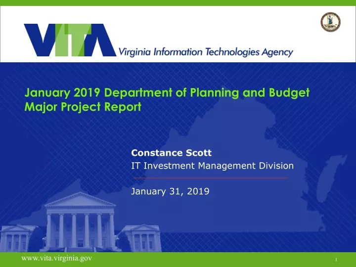 january 2019 department of planning and budget major project report