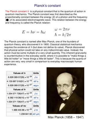 Planck ’ s constant