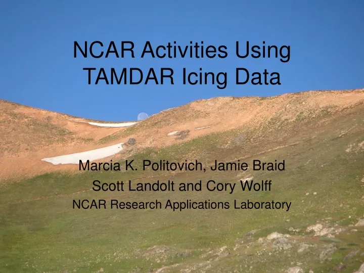 ncar activities using tamdar icing data