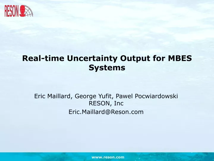 real time uncertainty output for mbes systems