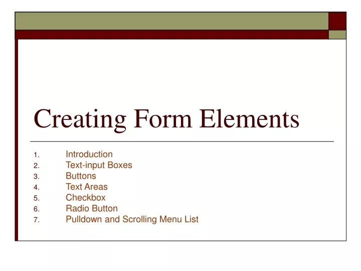creating form elements