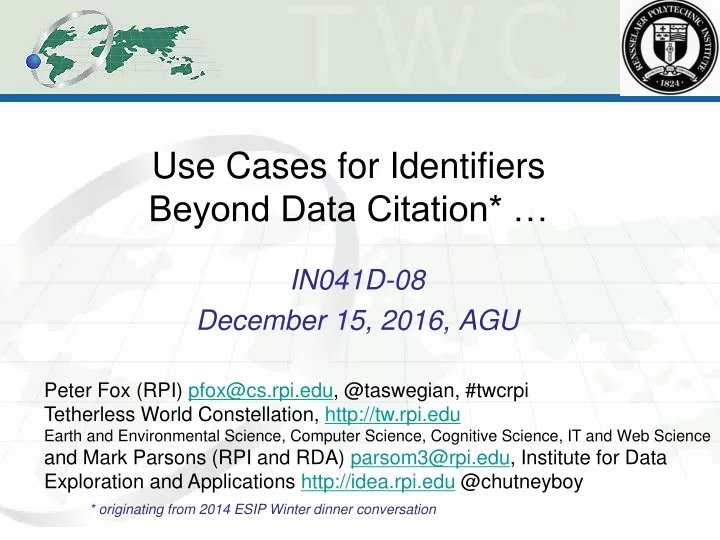 use cases for identifiers beyond data citation