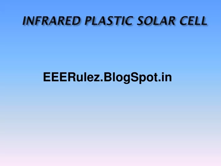 infrared plastic solar cell