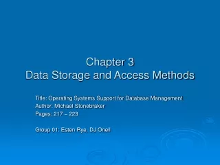 Chapter 3 Data Storage and Access Methods