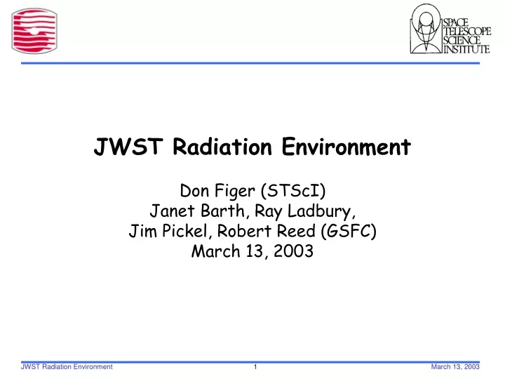 jwst radiation environment don figer stsci janet