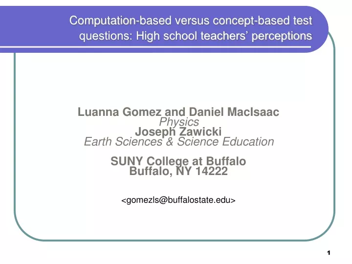 computation based versus concept based test questions high school teachers perceptions