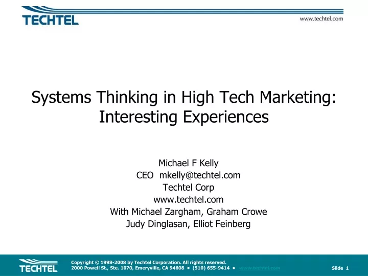 systems thinking in high tech marketing interesting experiences