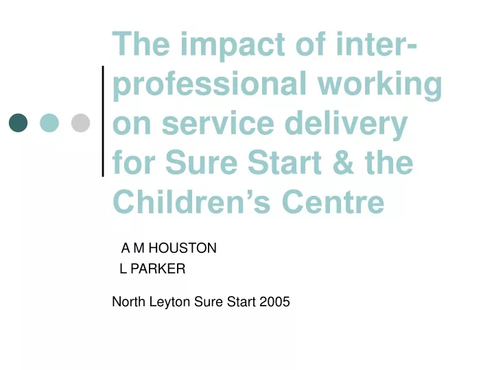 the impact of inter professional working