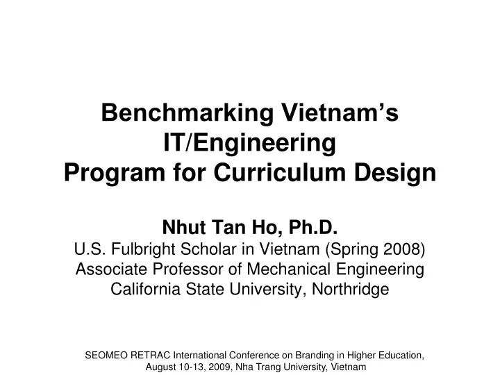 benchmarking vietnam s it engineering program for curriculum design