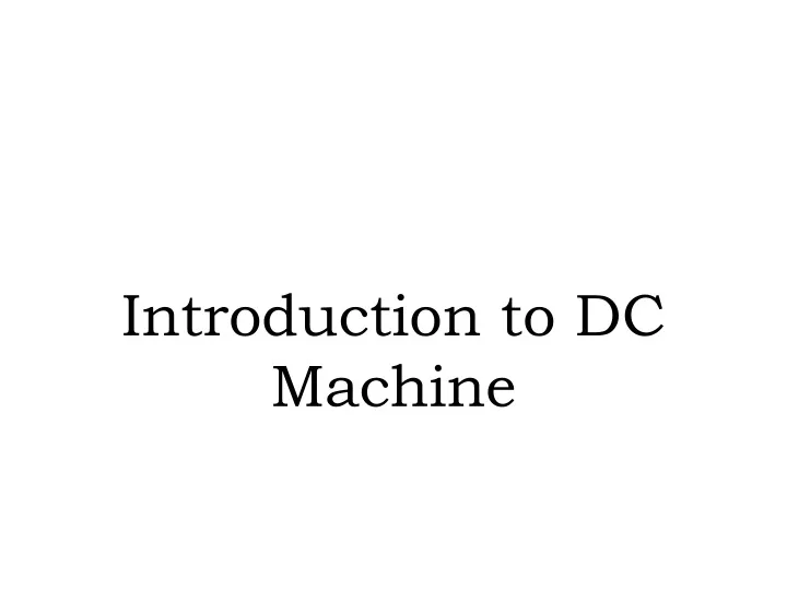 introduction to dc machine