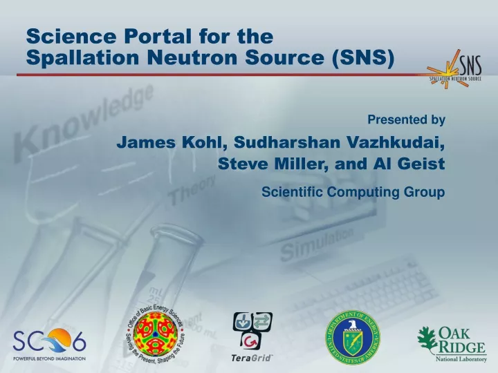 science portal for the spallation neutron source sns