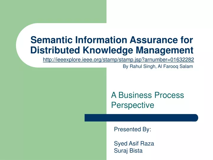 semantic information assurance for distributed knowledge management