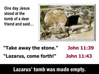 One day Jesus stood at the tomb of a dear friend and said…