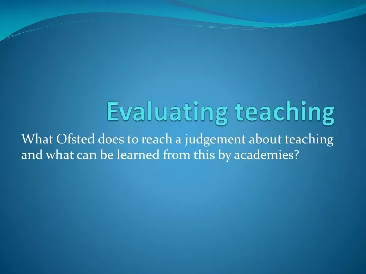 evaluating teaching