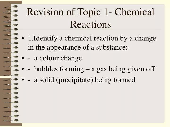 revision of topic 1 chemical reactions