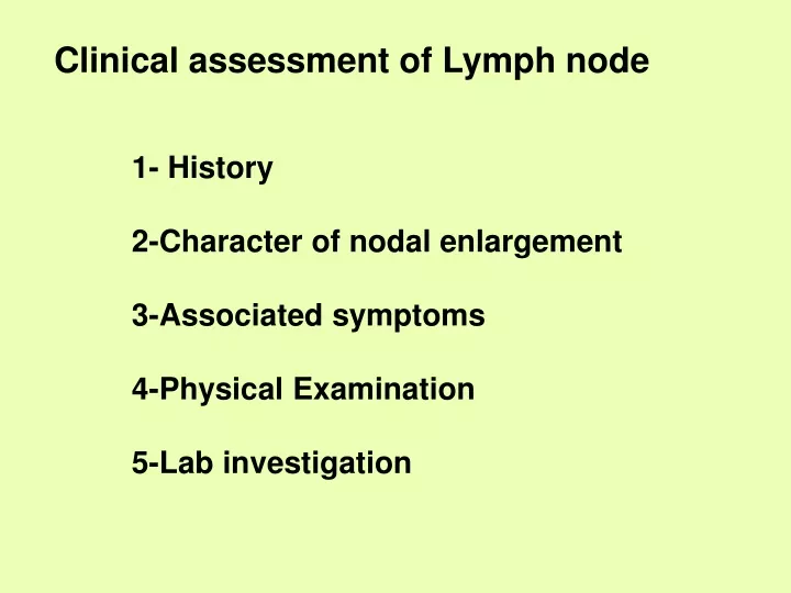 clinical assessment of lymph node